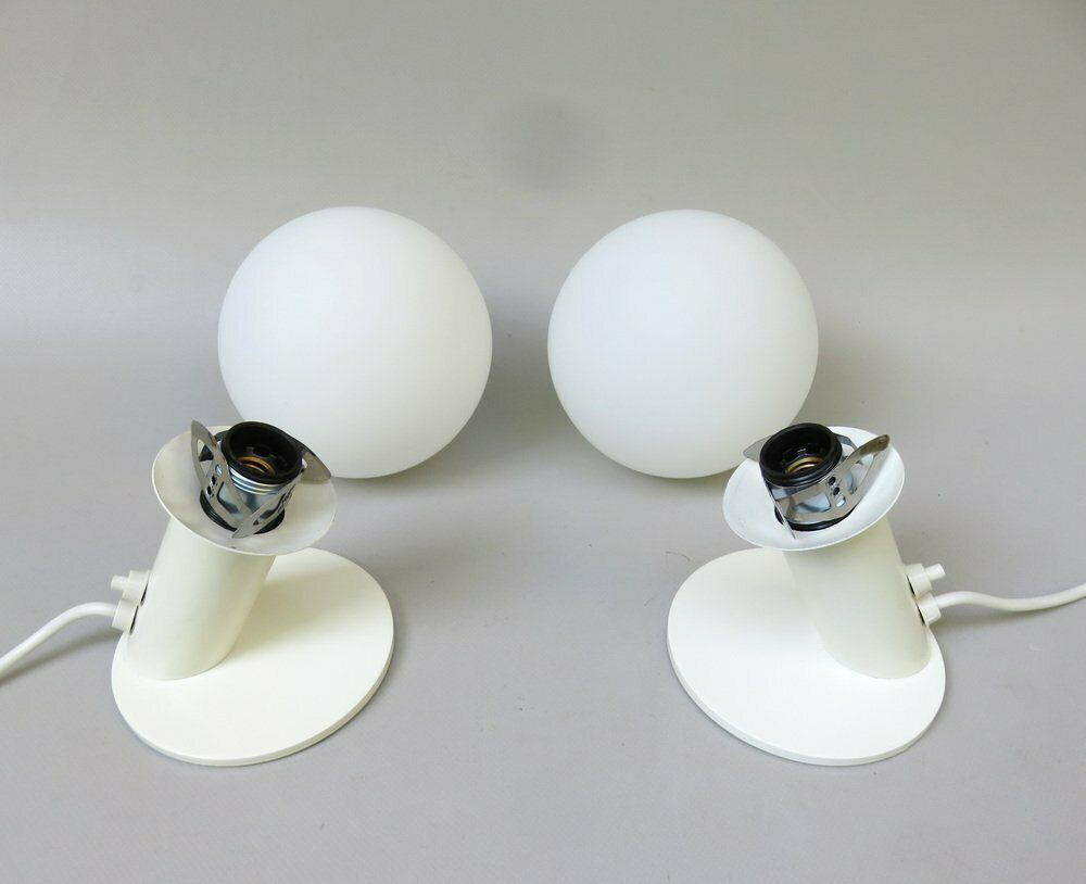photo furniture Small Space Age Table Lights In White, 1970s, Set Of 2