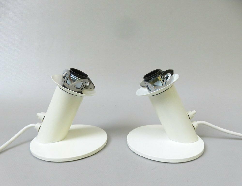 2784.6 Small Space Age Table Lights In White, 1970s, Set Of 2 photo