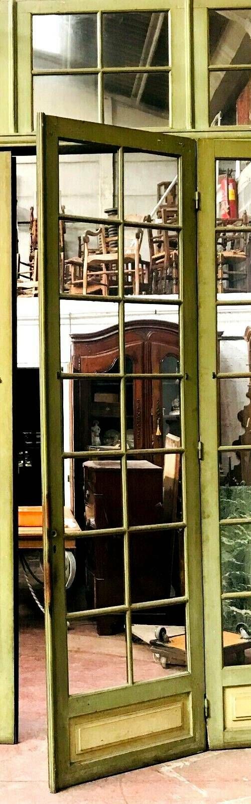 Four Partition Doors With Small Panes In 19th Century Patinated Wood photo for sale
