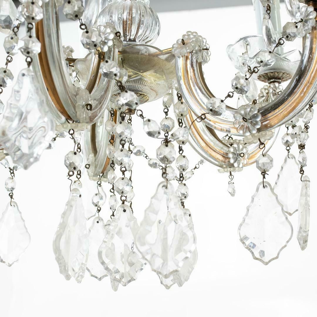 Antique Crystal Ceiling Lamp Pendant Venetian Style Hollywood Regency Chandelier photo for sale
