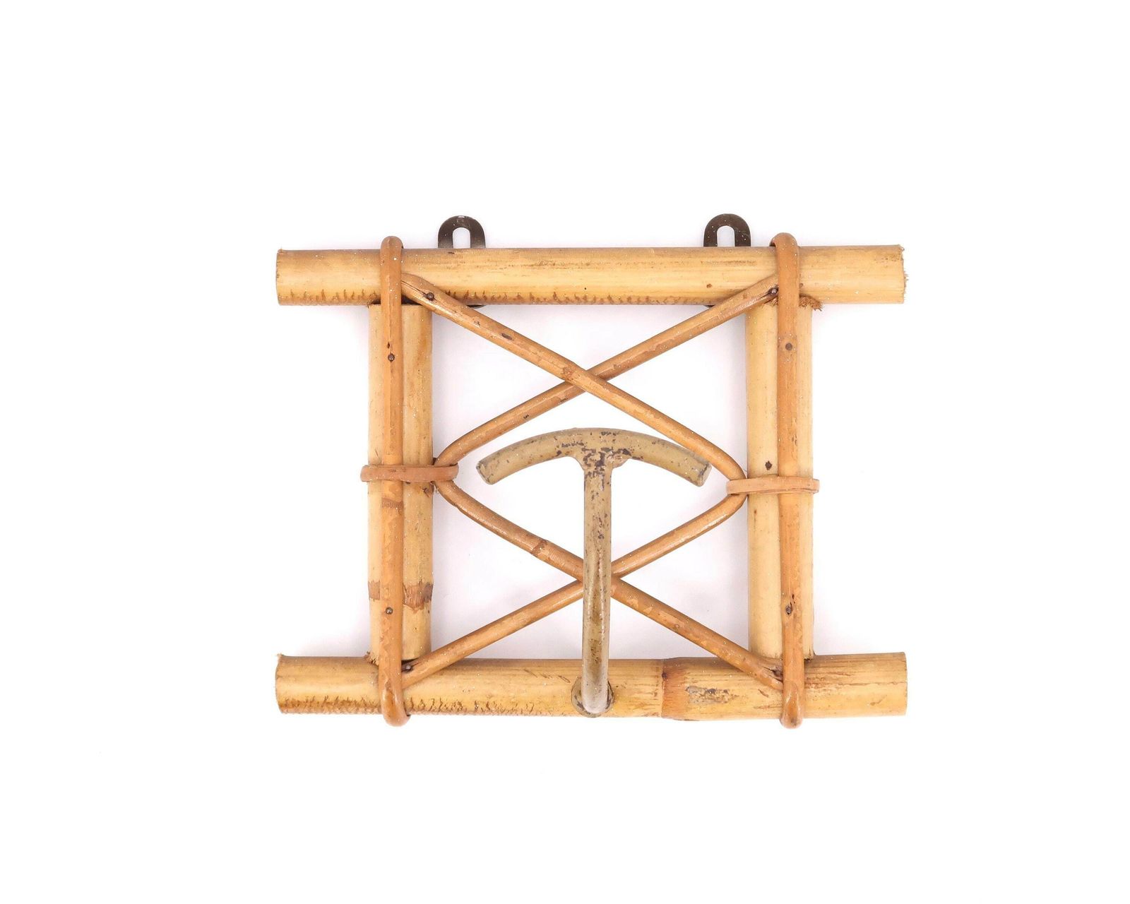 French Bamboo And Metal Hook, Coat Rack, 1950s / Vintage, Entryway, Bathroom