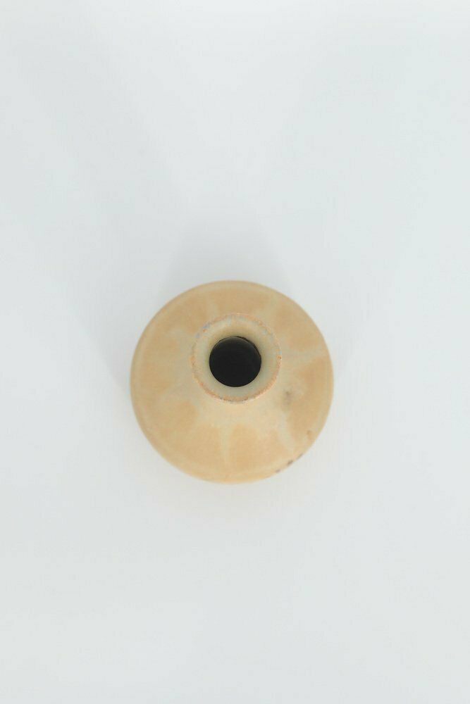 Small Mid Century Scandinavian Modern Collectible Sandy Brown Stoneware Vase By Gunnar Borg For Höganäs Ceramics, 1960s photo furniture