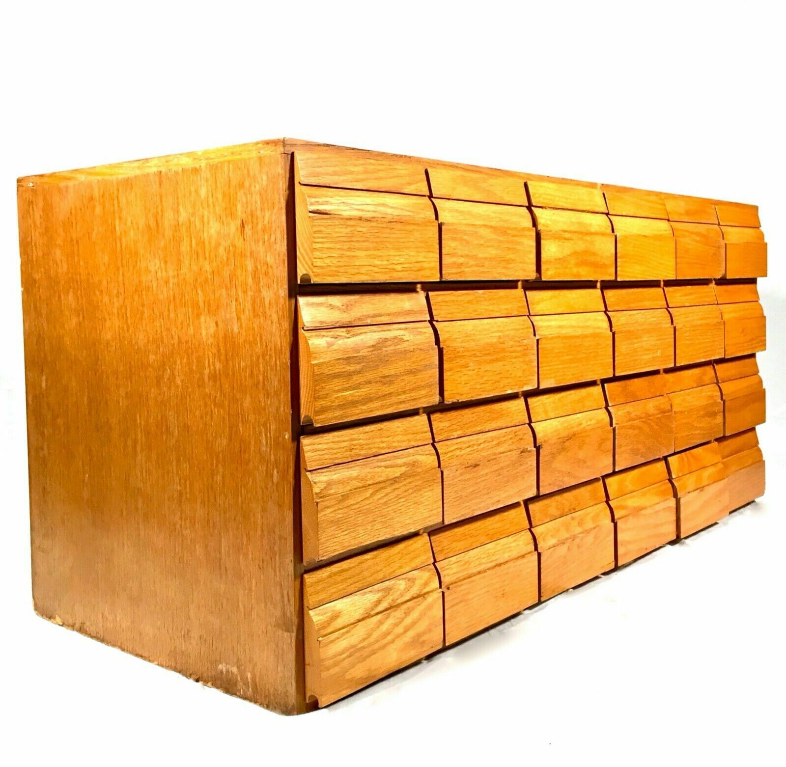 Vintage Large Sized Tabletop Index Card Filing Cabinet / Wooden Oak / Antique photo 349.0
