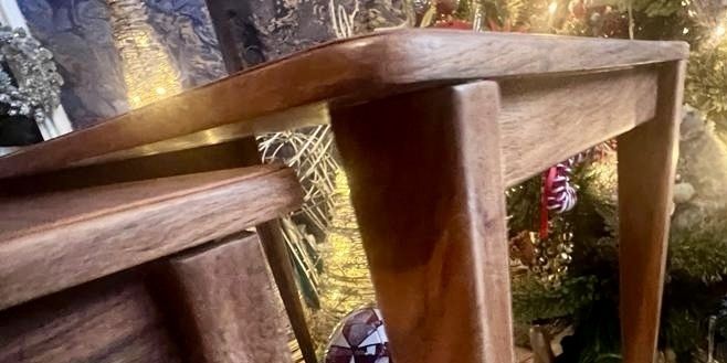 Mid Century Walnut & Teak Nest Of Three Tables Vintage . 1950's photo buy