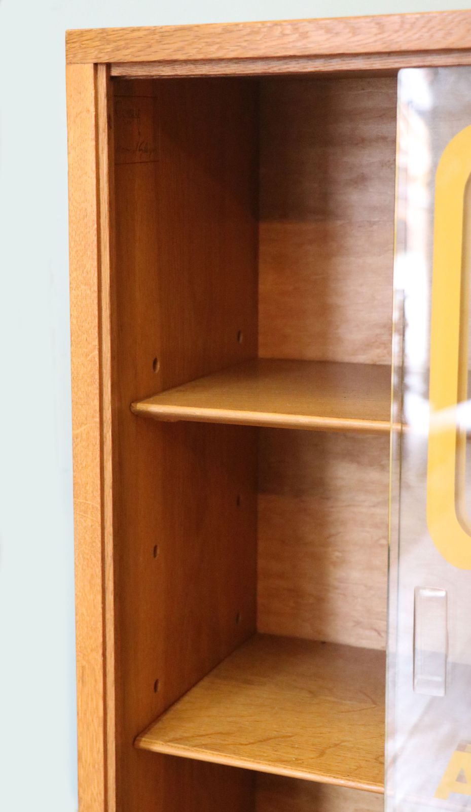 photo for sale A Mid Century Oak Bookcase Cabinet, Later Sign Written For Associated Television.