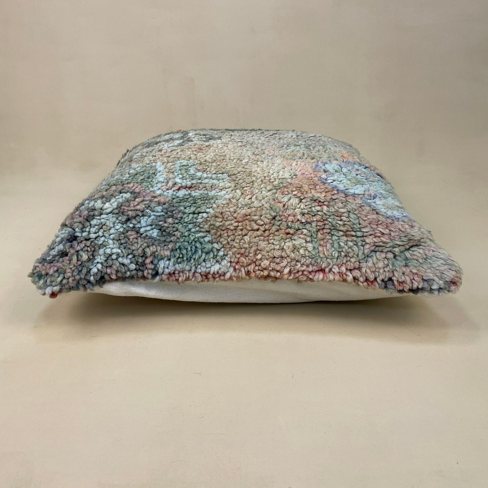 Antique Kilim Cushion Moroccan Pillow Feather Filled Handwoven Patterned Green Berber photo for sale