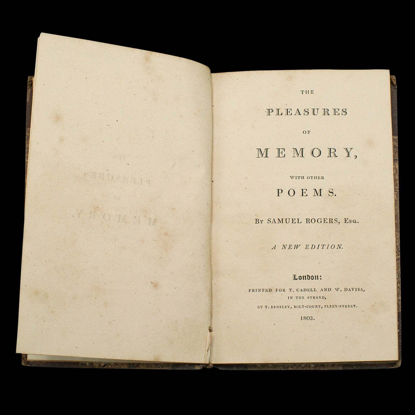 Antique Poetry Book, Pleasures Of Memory, Samuel Rogers, English, Georgian, 1803 photo for sale