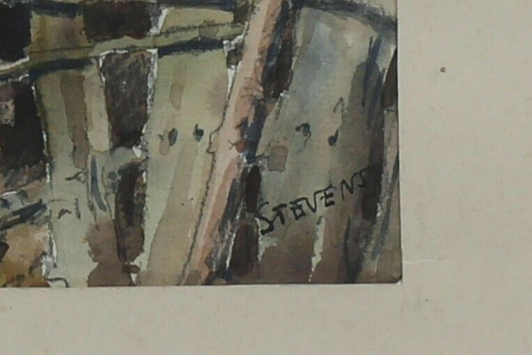 Watercolour By Henry Potter Stevens. Titled 'The Back Yard'. photo 225.0