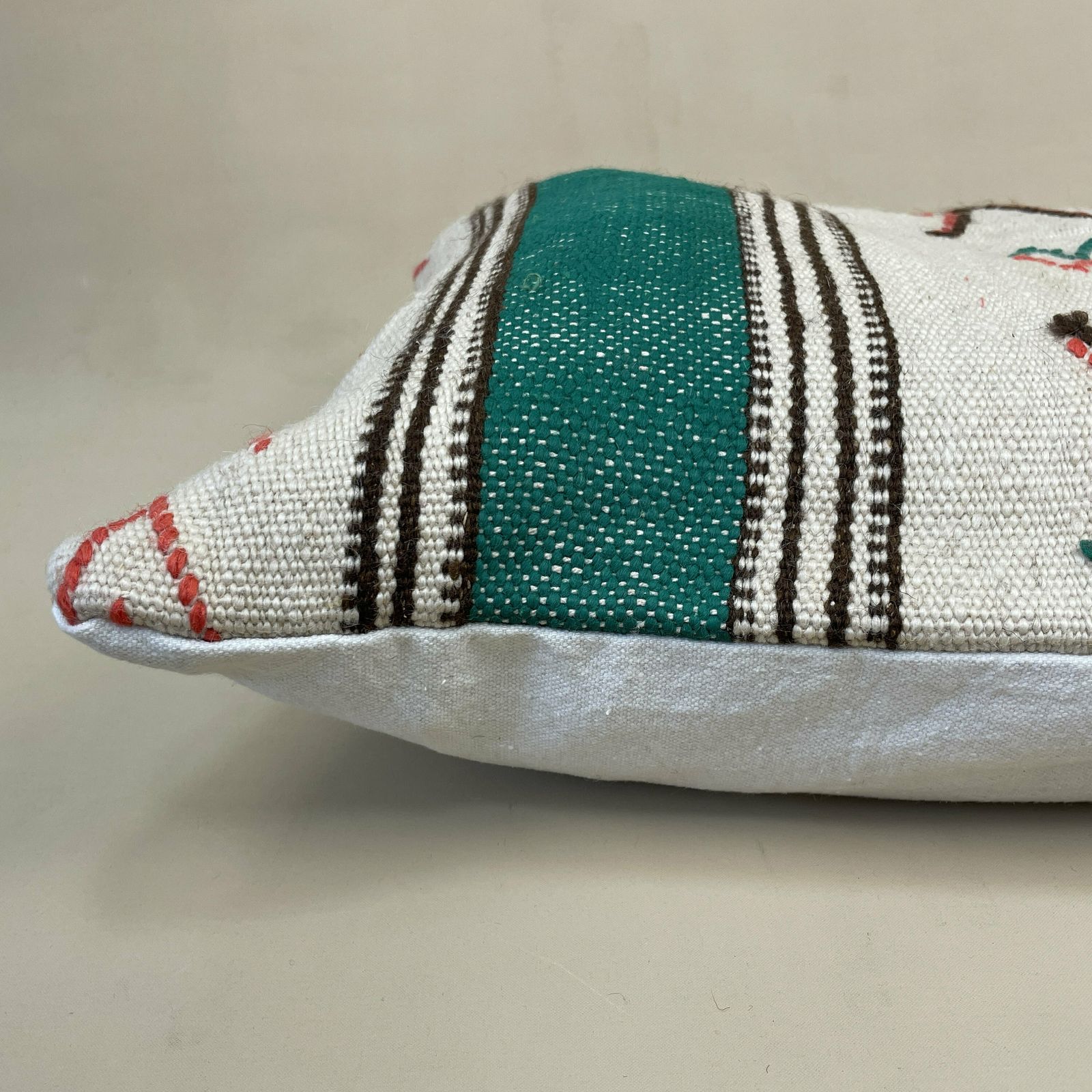 Antique Kilim Cushion Moroccan Pillow Feather Filled Handwoven Patterned photo for sale