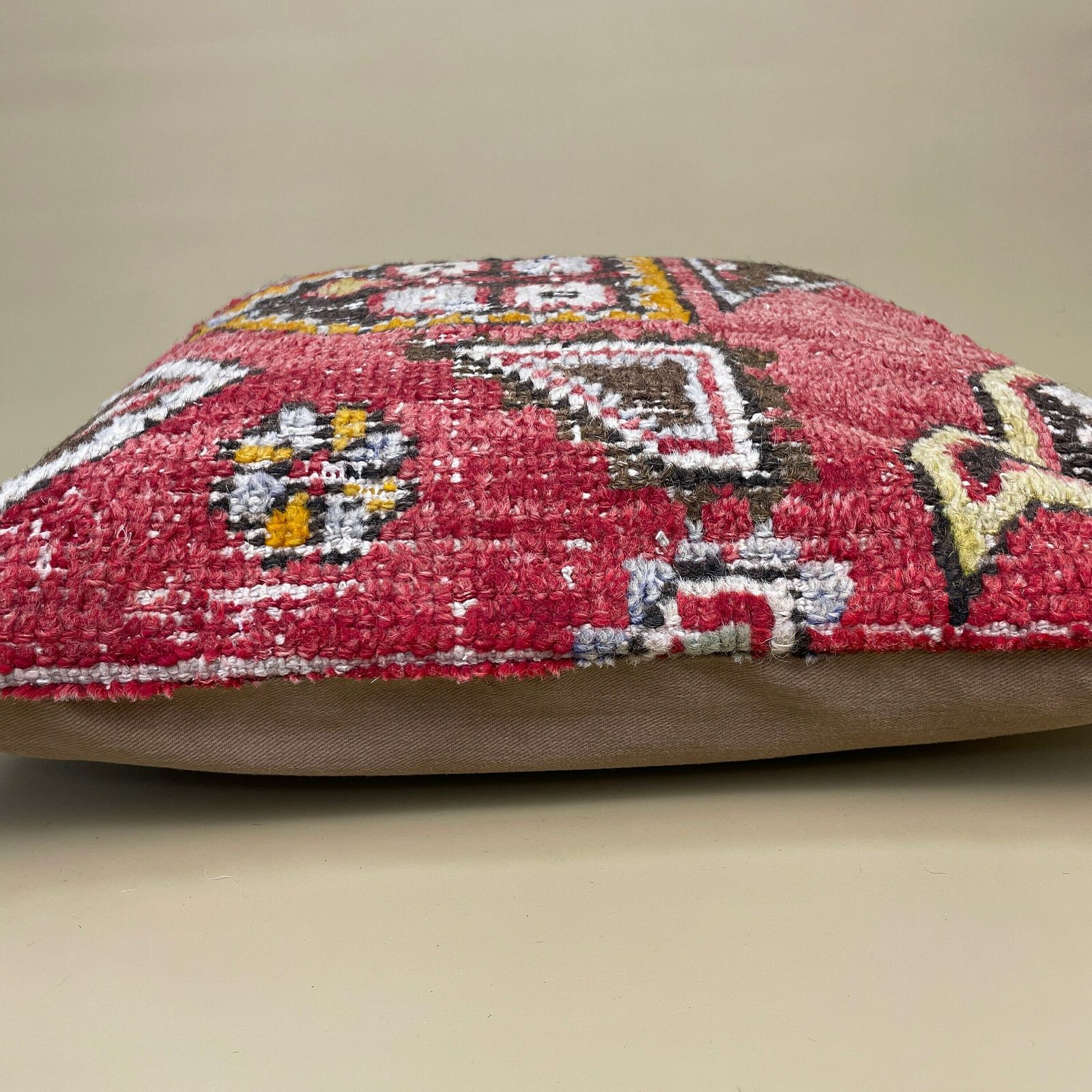 Antique Kilim Cushion Turkish Pillow Feather Filled Handwoven Patterned Red Old photo furniture