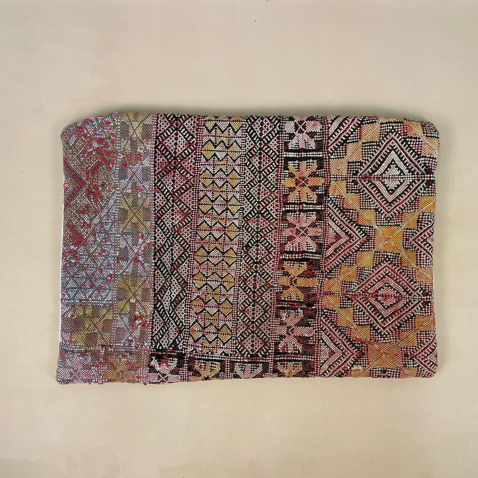 Antique Kilim Cushion Moroccan Pillow Feather Filled Handwoven Patterned Red Earthy photo buy