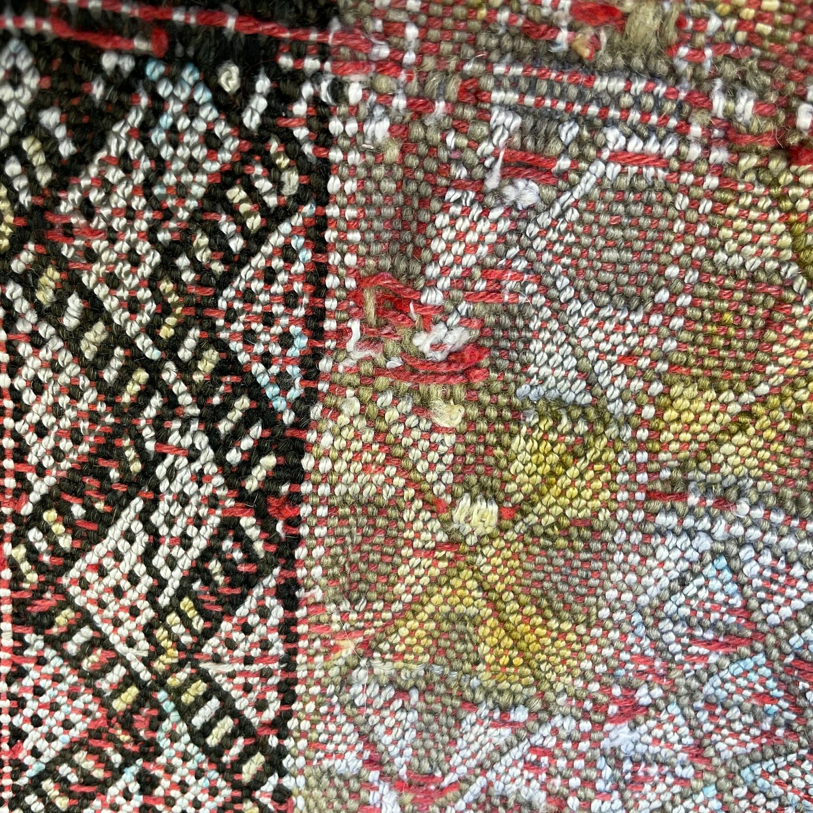 photo for sale Antique Kilim Cushion Moroccan Pillow Feather Filled Handwoven Patterned Red Earthy