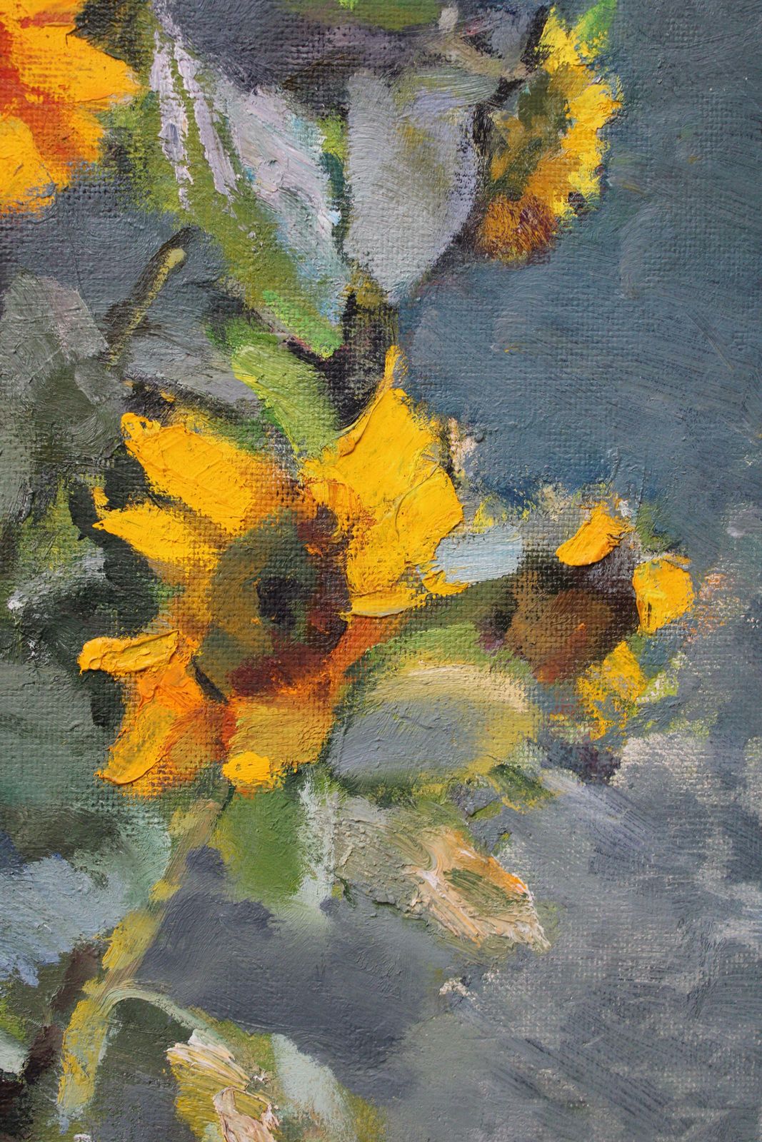 Vladimir Kozin Sunflowers. 1994, Cardboard, Oil, photo for sale