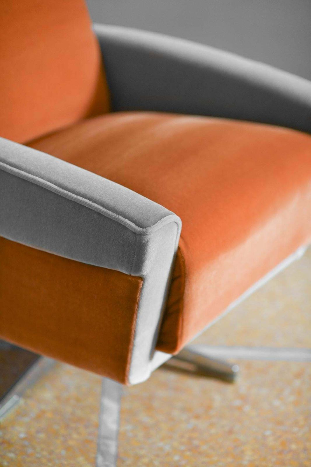 Pair Of 1960s Swivel Armchairs Covered In Dedar Fabric photo vintage