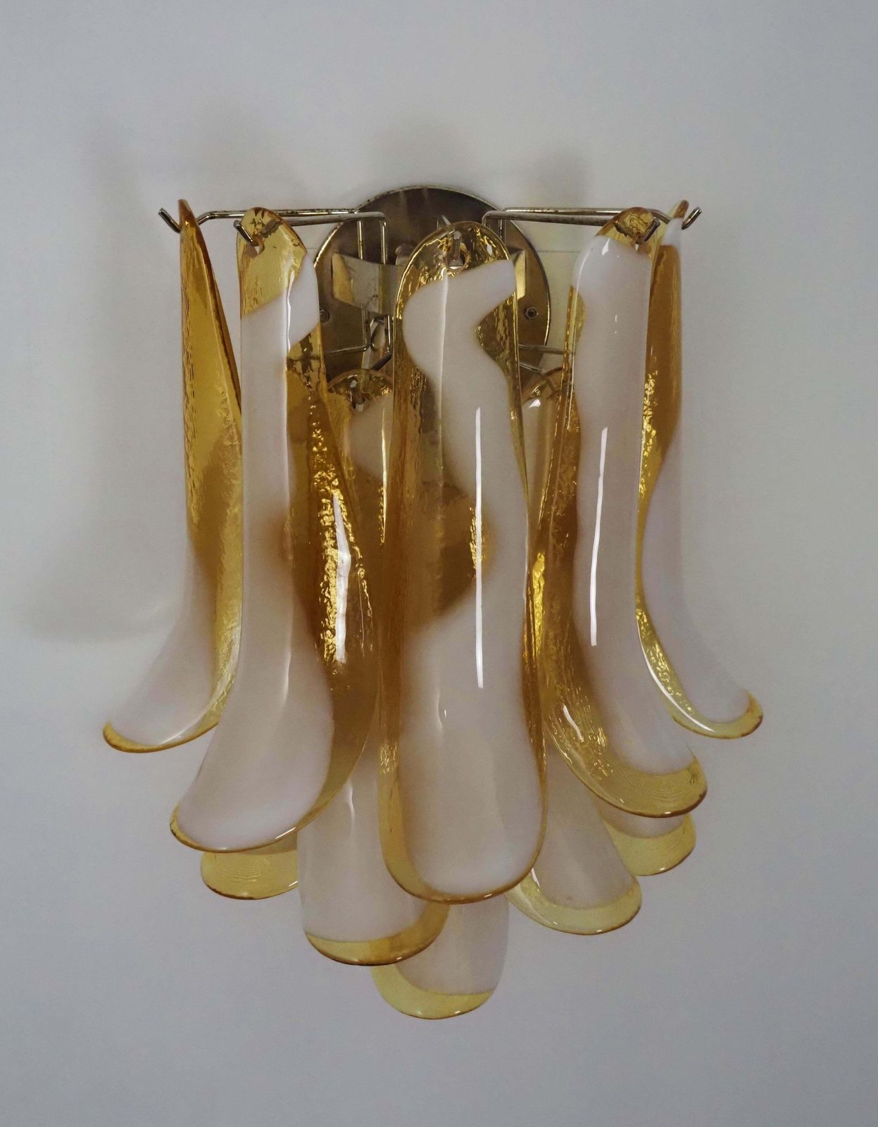 Midcentury Four Of Italian Milk And Honey Murano Sconces photo for sale