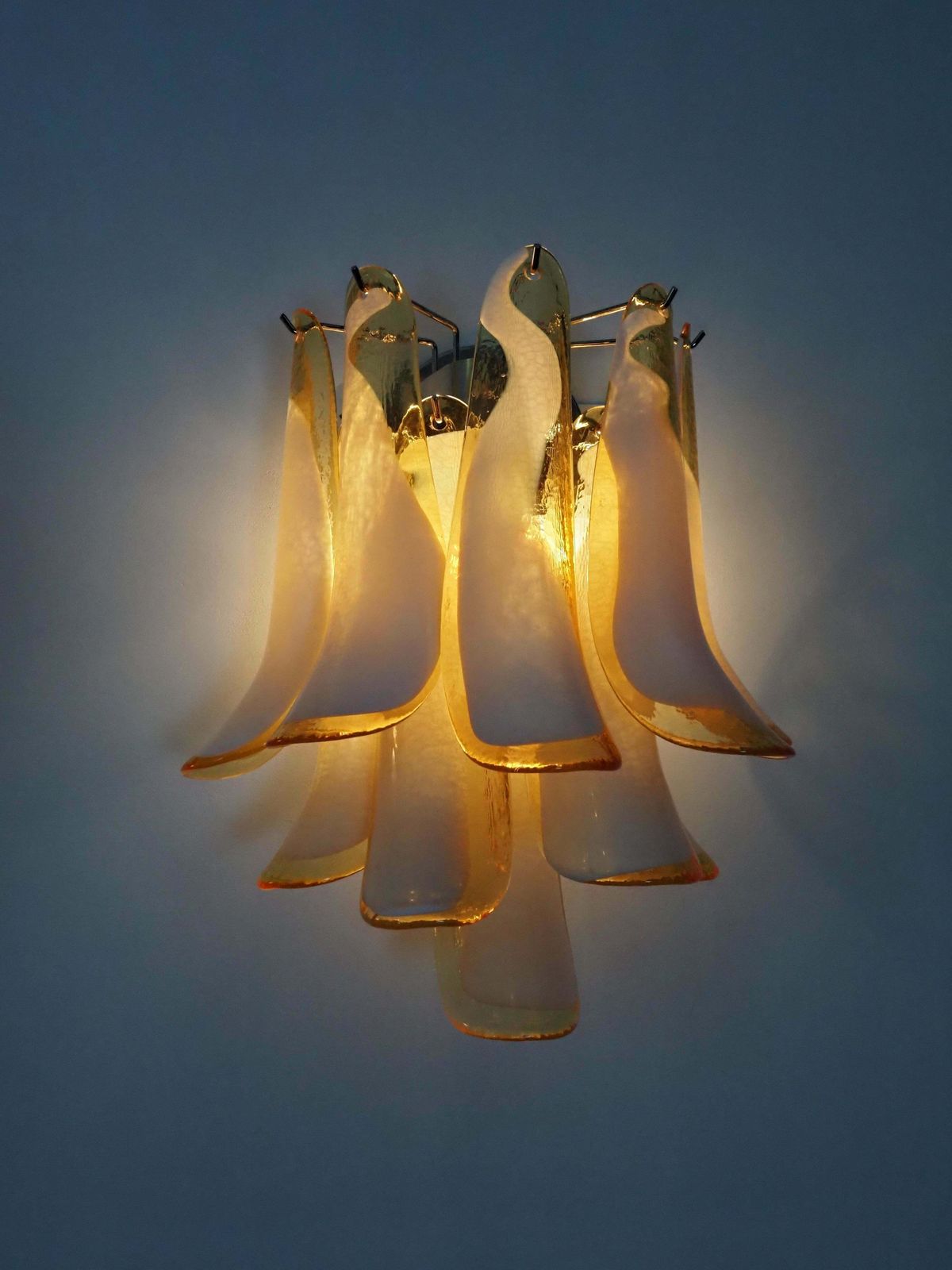 Midcentury Four Of Italian Milk And Honey Murano Sconces photo vintage