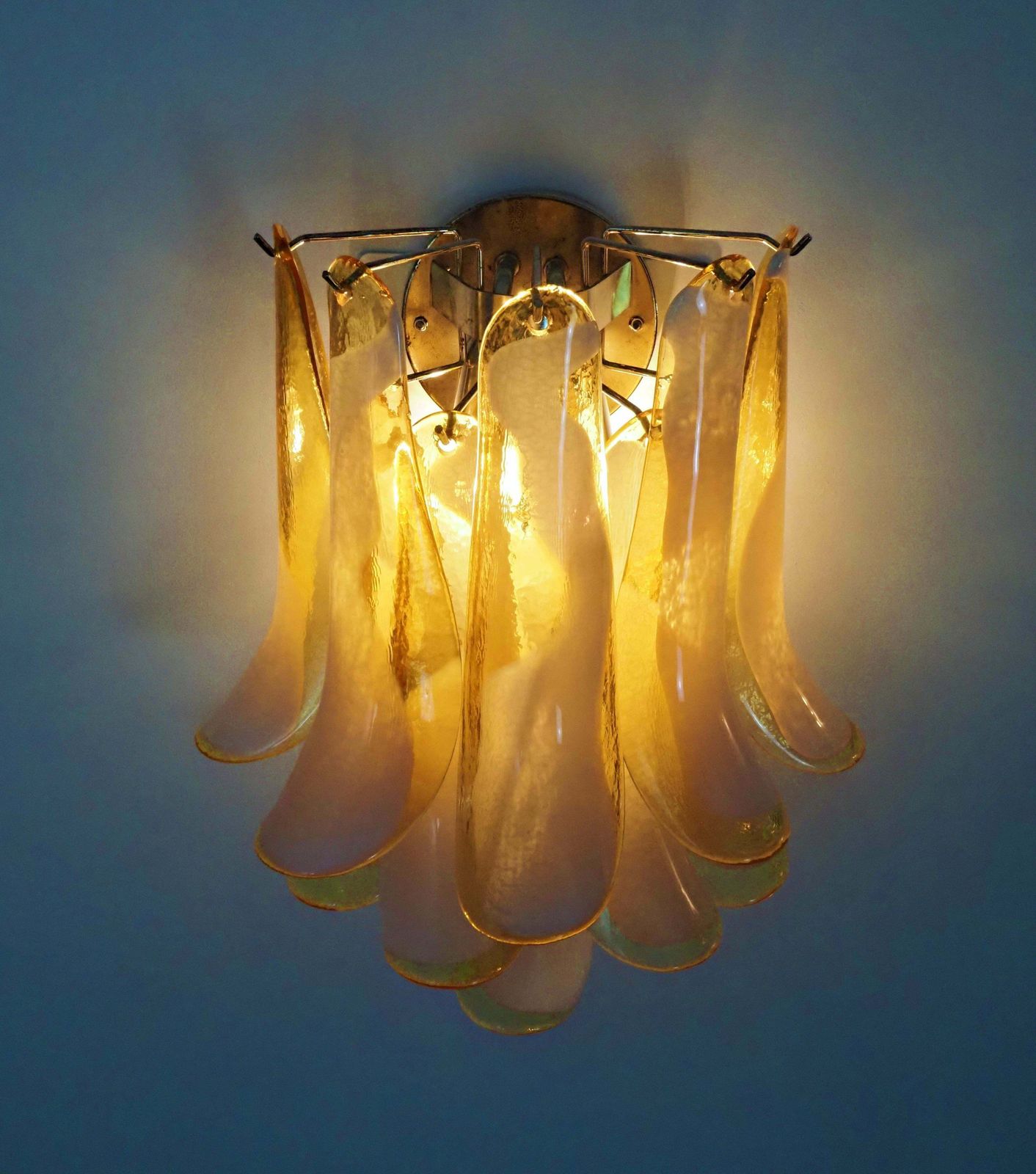 photo for sale Midcentury Four Of Italian Milk And Honey Murano Sconces