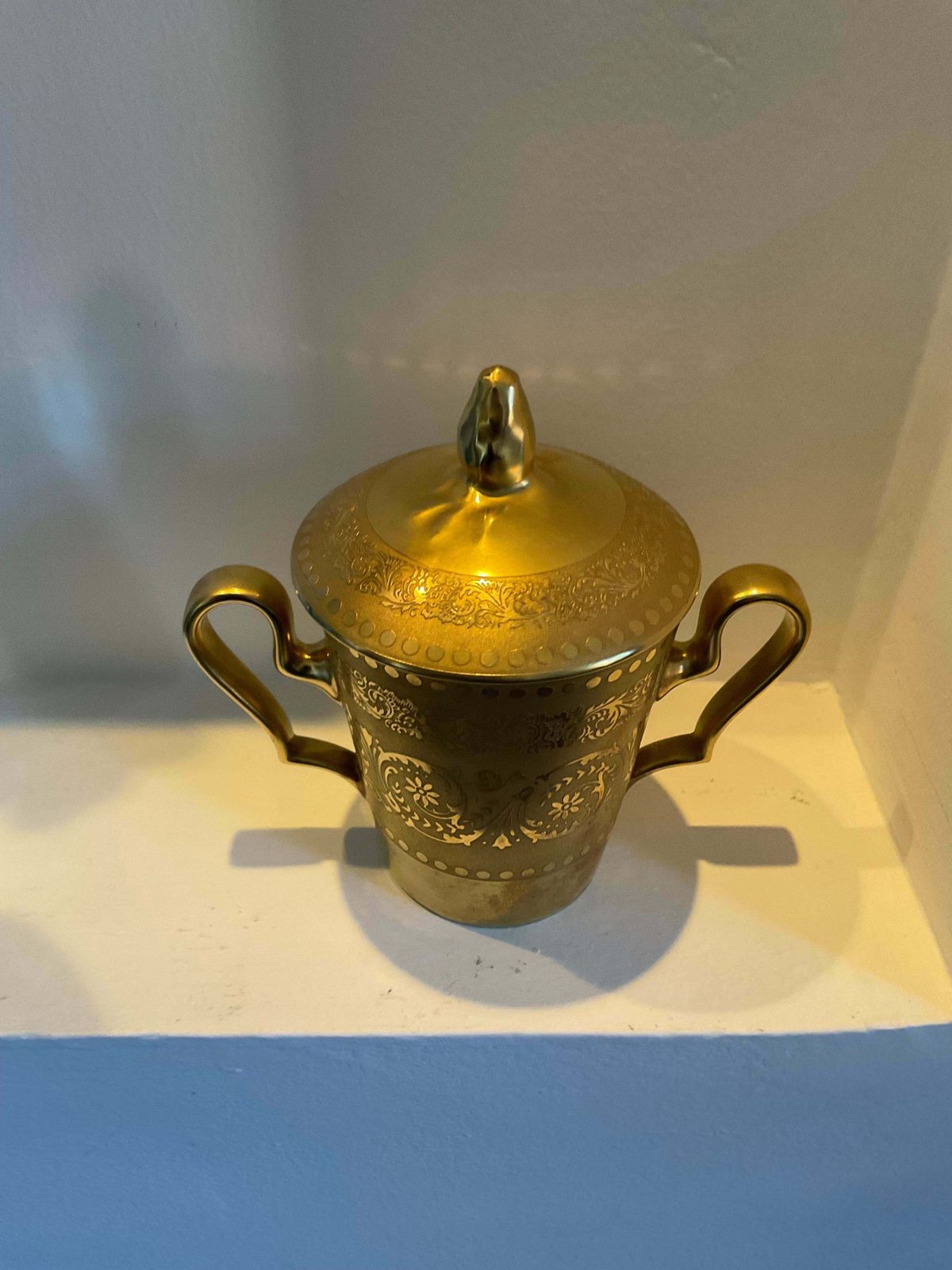 photo buy Limoges Porcelain   Container With 2 Handles, Lid And Plate , Gold Glaze
