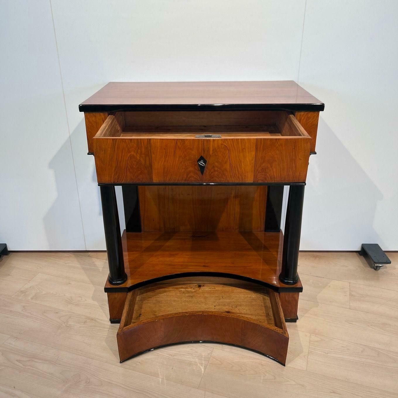 Furniture Biedermeier Console Table, Cherry Veneer, Two Drawers, South Germany Circa 1820 photo