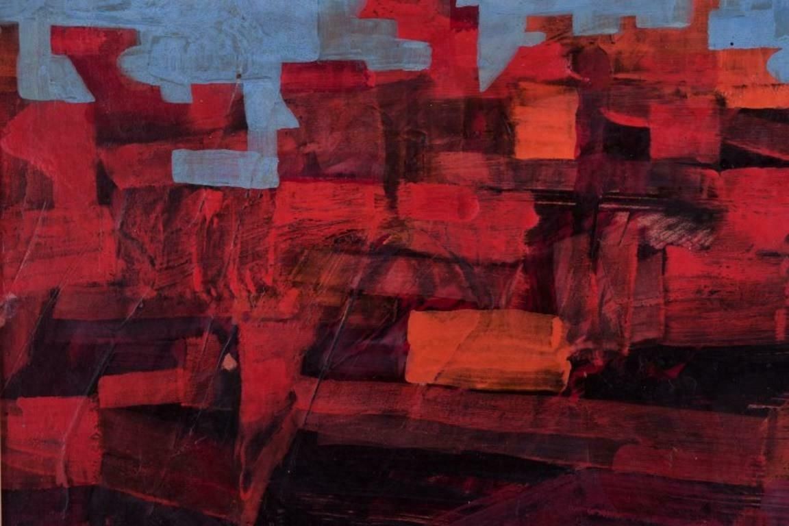 Scandinavian Artist. Oil On Board. Abstract Composition. 1960s/70s. photo Art