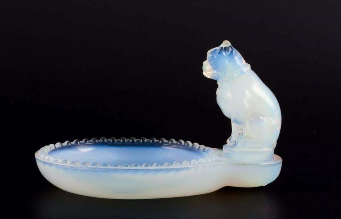 Sabino, France. Business Card Holder With A French Bulldog In Art Glass. photo for sale