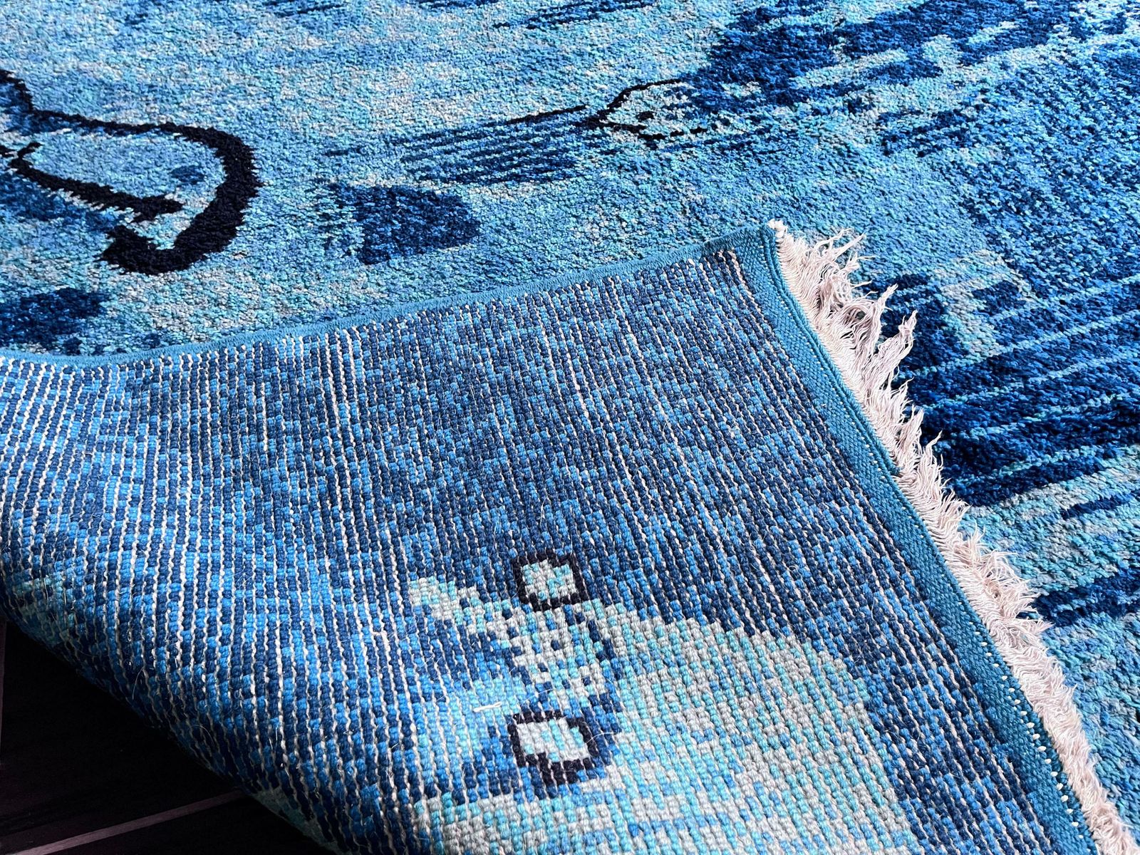 Extraordinary Handmade Art Abstract Design Wool Carpet In Style Of Kybal, 1960s photo vinterior
