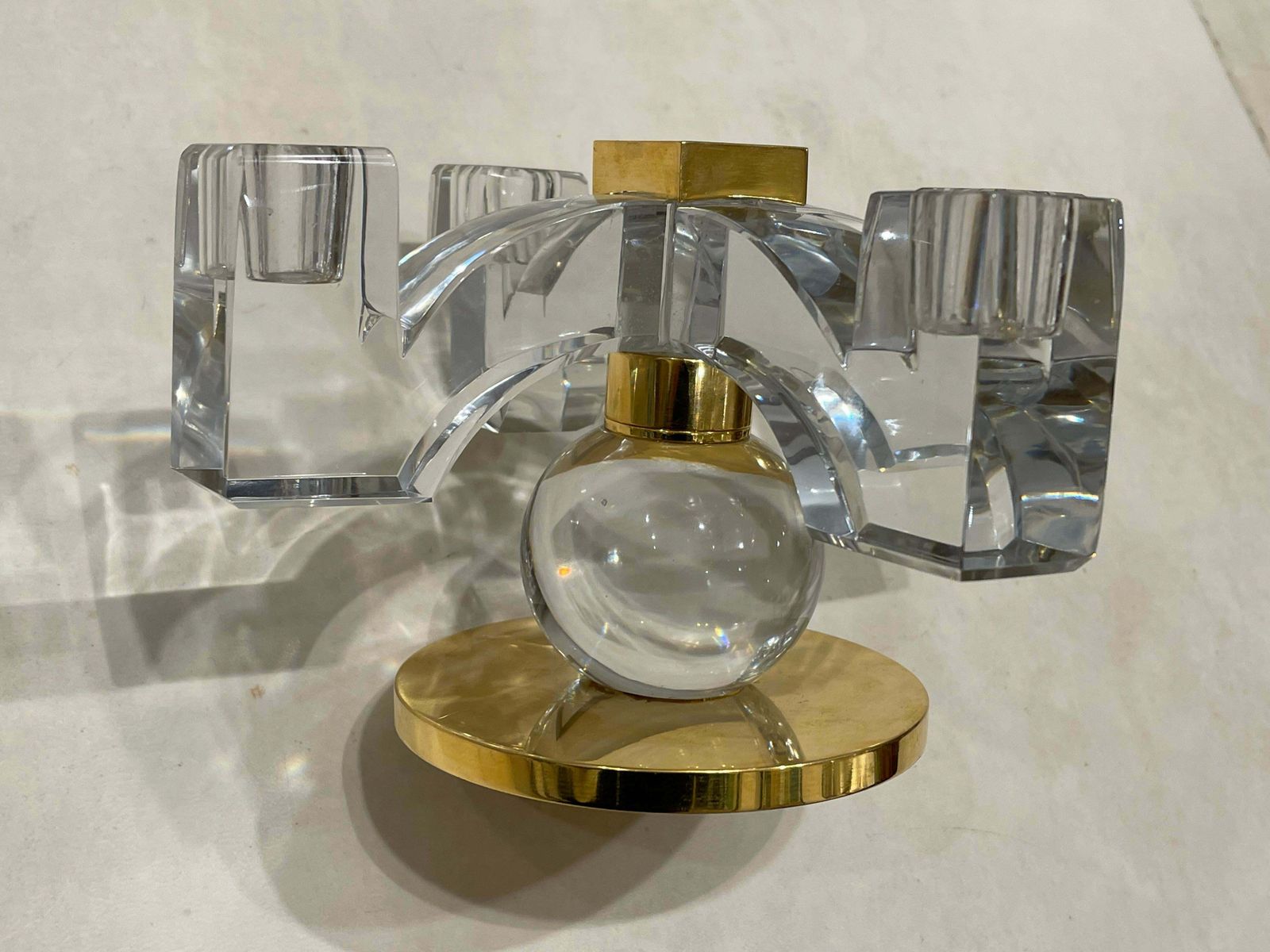 Fabulous Pair Of Baccarat Crystal Candelabras, By Jacques Adnet, France, 1935 photo buy