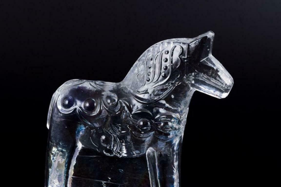 Swedish Glass Artist. Four Dala Horses In Clear Mouth Blown Art Glass. photo buy
