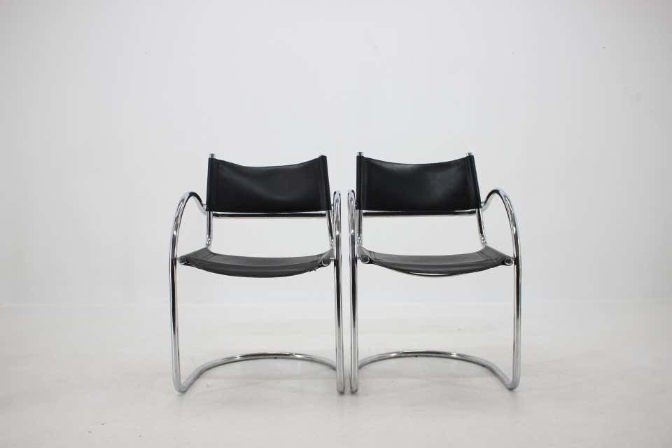 1970s Set Of Four Chrome And Leather Tubular Chairs ,Czechoslovakia photo furniture