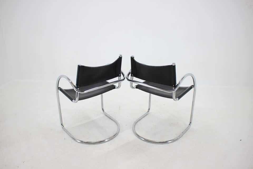 1970s Set Of Four Chrome And Leather Tubular Chairs ,Czechoslovakia photo vinterior