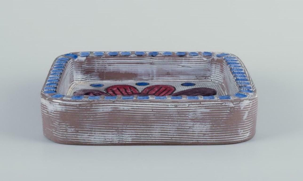 Mari Simmulson For Upsala Ekeby. Ceramic Bowl With Flower Motif. Ca 1960 photo for sale