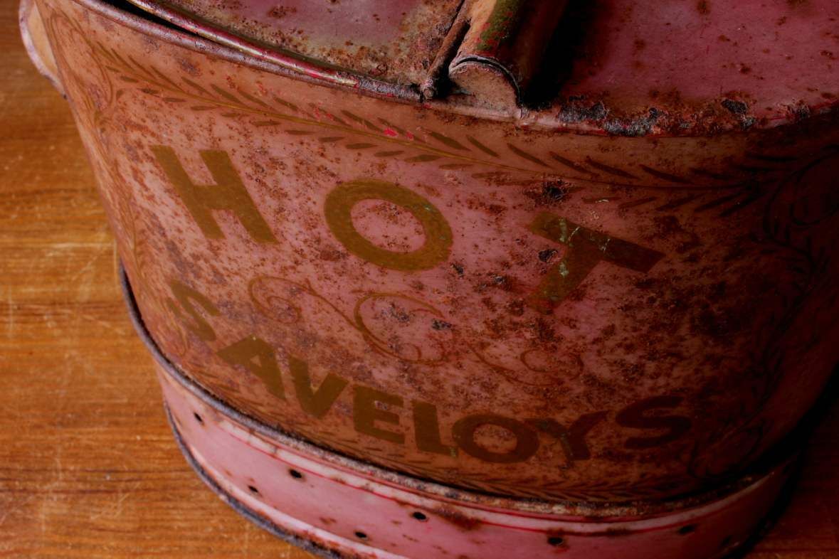 Street Vendor Hot Saveloy Steamer. Tin Toleware Hot Dog Sausage Cooker. photo for sale