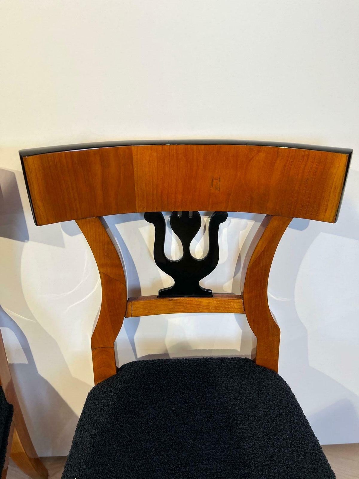 photo buy Set Of Four Biedermeier Chairs, Cherry Veneer, South Germany Circa 1830