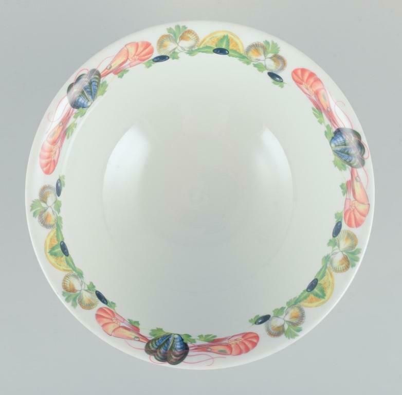 Pillivuyt, France. Large Porcelain Bowl With Seafood Motif. Approx. 1970s photo for sale