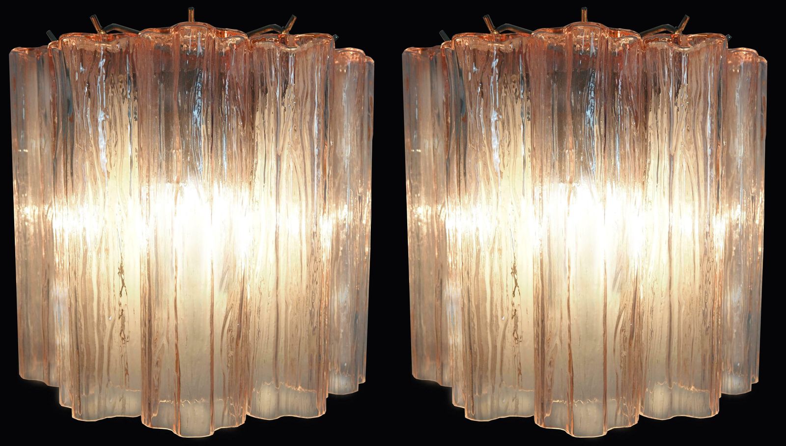 photo vinterior Midcentury Pair Of Pink Tronchi Sconces Murano