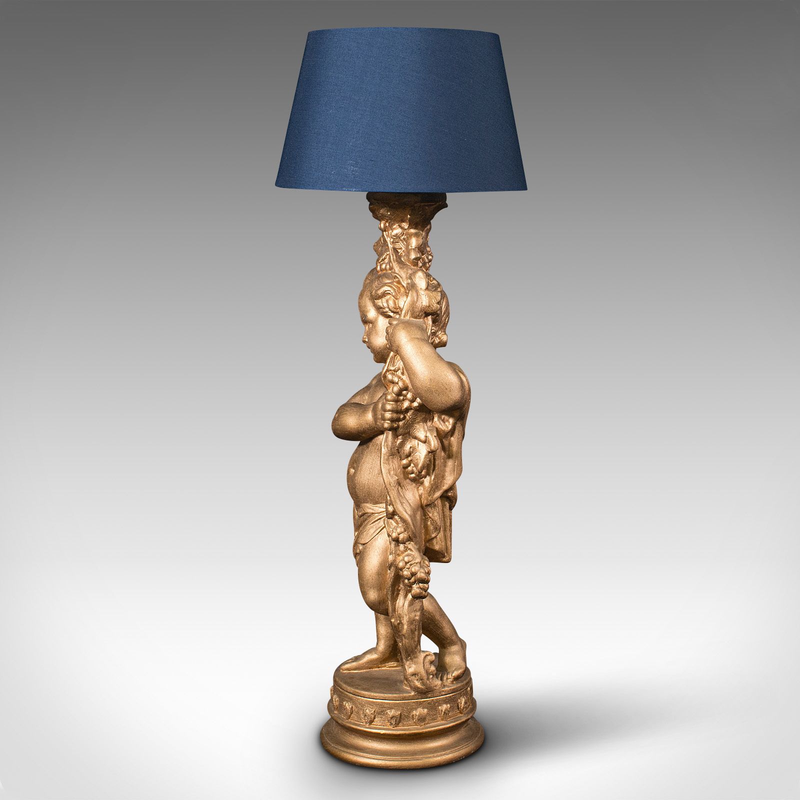 Vintage Ornamental Putto Lamp, English, Decorative Cherub, Light, Desk photo vinterior