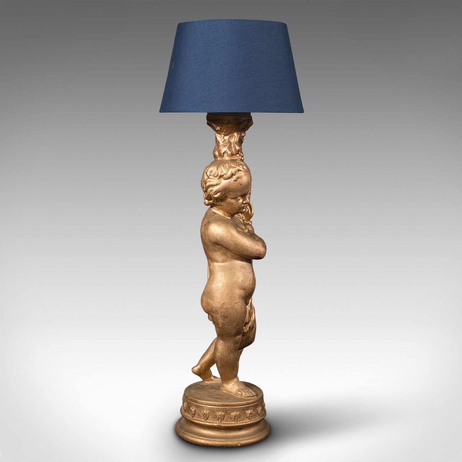 Vintage Ornamental Putto Lamp, English, Decorative Cherub, Light, Desk photo vintage