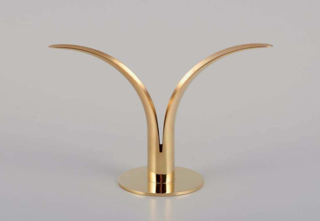 Skultuna "Liljan" Candle Holder In Brass. Swedish Modern Design. 21th C photo Home Decor