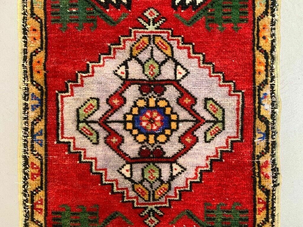 Small Vintage Turkish Rug 103x52 Cm, Short Runner, Tribal, Shabby, Mini Carpet photo for sale