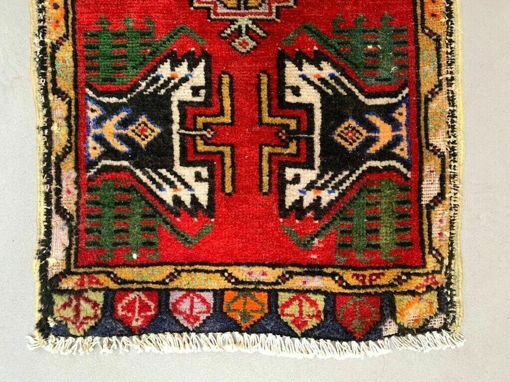 Small Vintage Turkish Rug 103x52 Cm, Short Runner, Tribal, Shabby, Mini Carpet photo 115.0