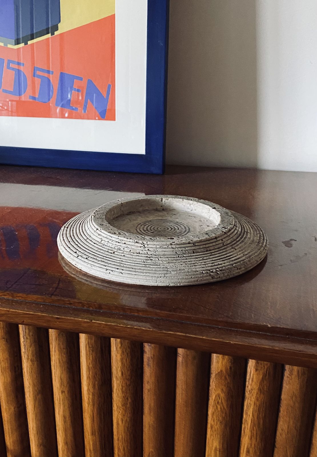 Travertine Grooved Vide Poche / Centerpiece / Ashtray, Cerri Nestore, Italy, 1970s photo 380.0