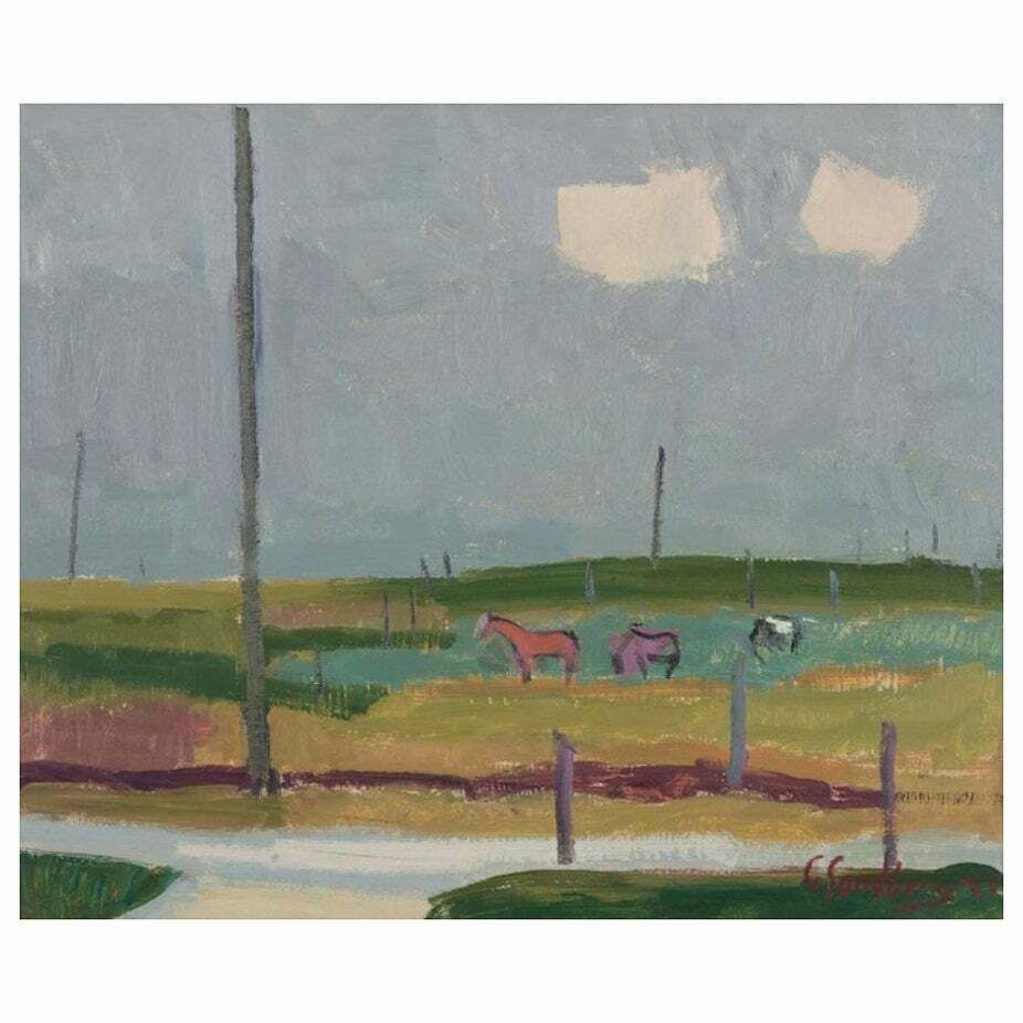 Gotthard Sandberg, Swedish Artist. Oil On Board. Modernist Landscape