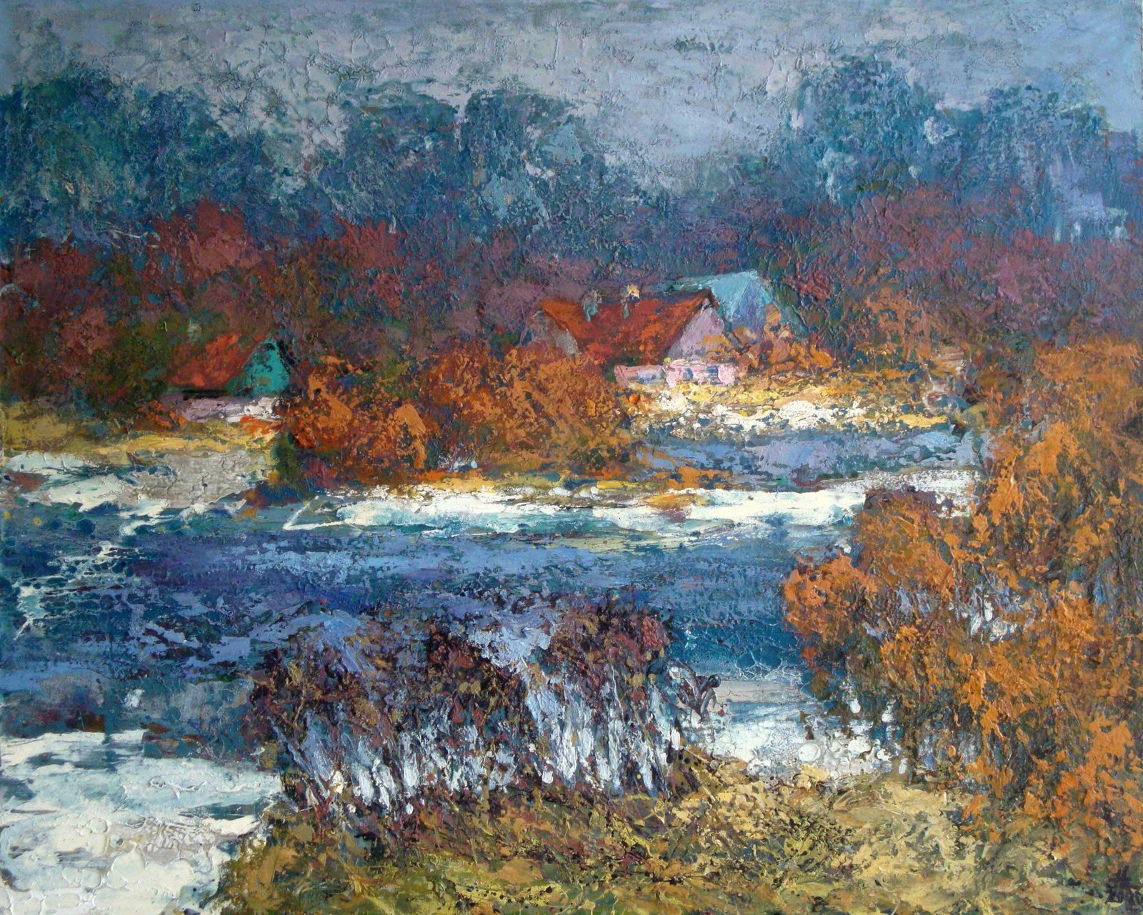 Janis Kalnmalis аutumn. 2000, Oil On Board, 80x99 Cm 2000