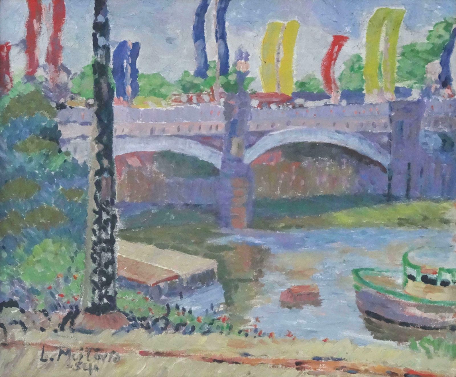 Meilerts Krastins Ludmilla Bridge In The Sydney. 1984, Oil On Cardboard, 51x61 Cm 1984