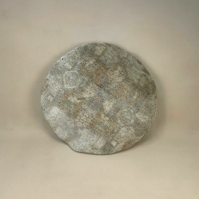 Antique Kilim Circle Cushion Turkish Pillow Feather Filled Handwoven Muted Beige photo furniture