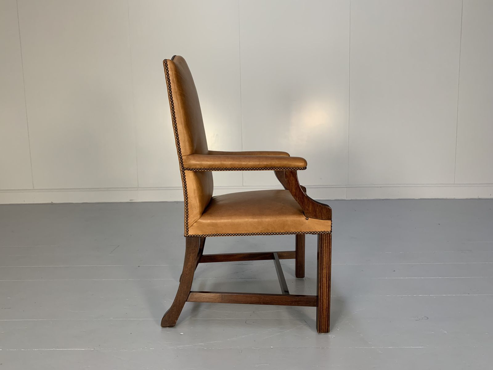 George Smith “Gainsborough” Unbuttoned Carver Armchair – In Tan Brown Leather photo for sale