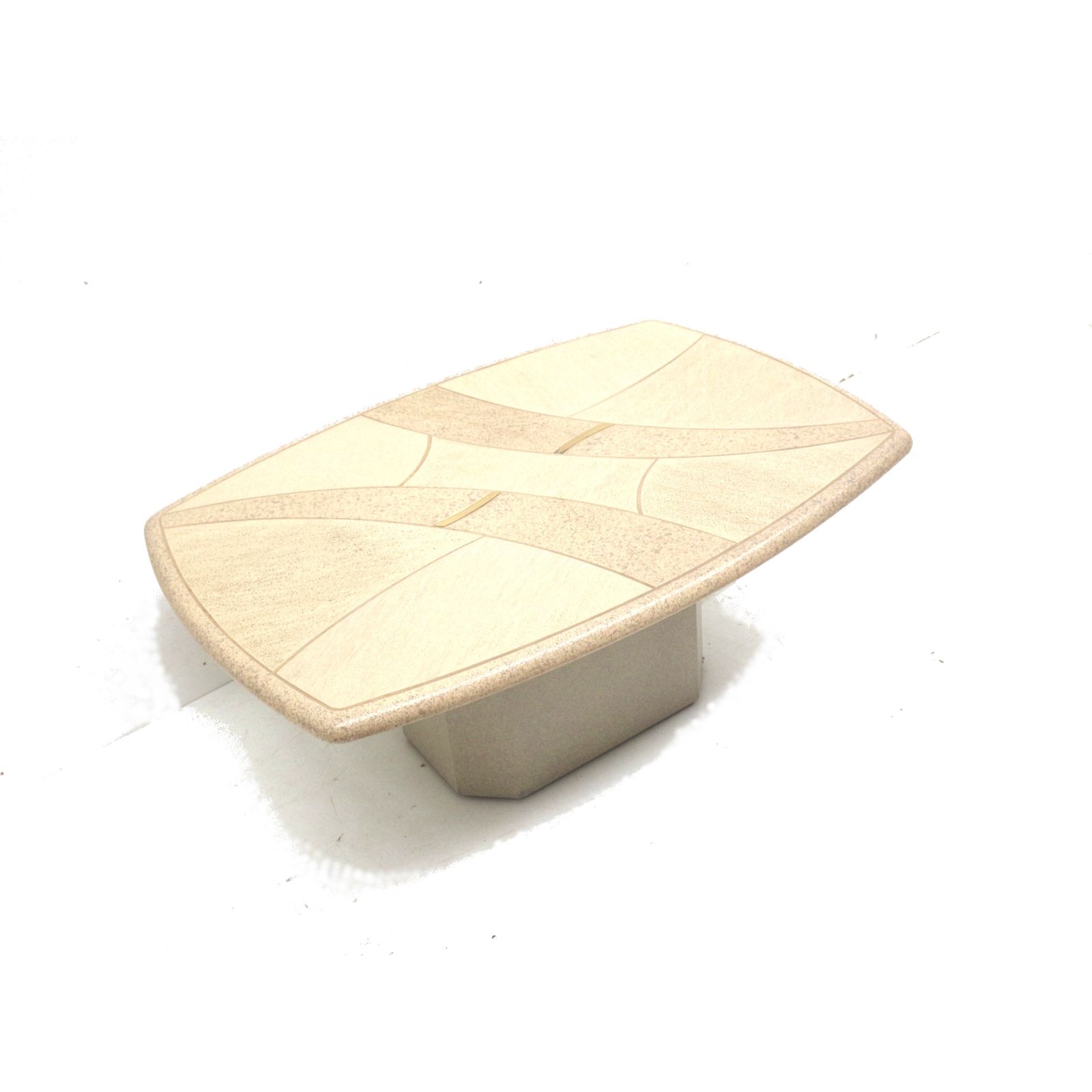 Vintage Travertine Coffee Table With Brass Details Made In The 1970s photo 960.0