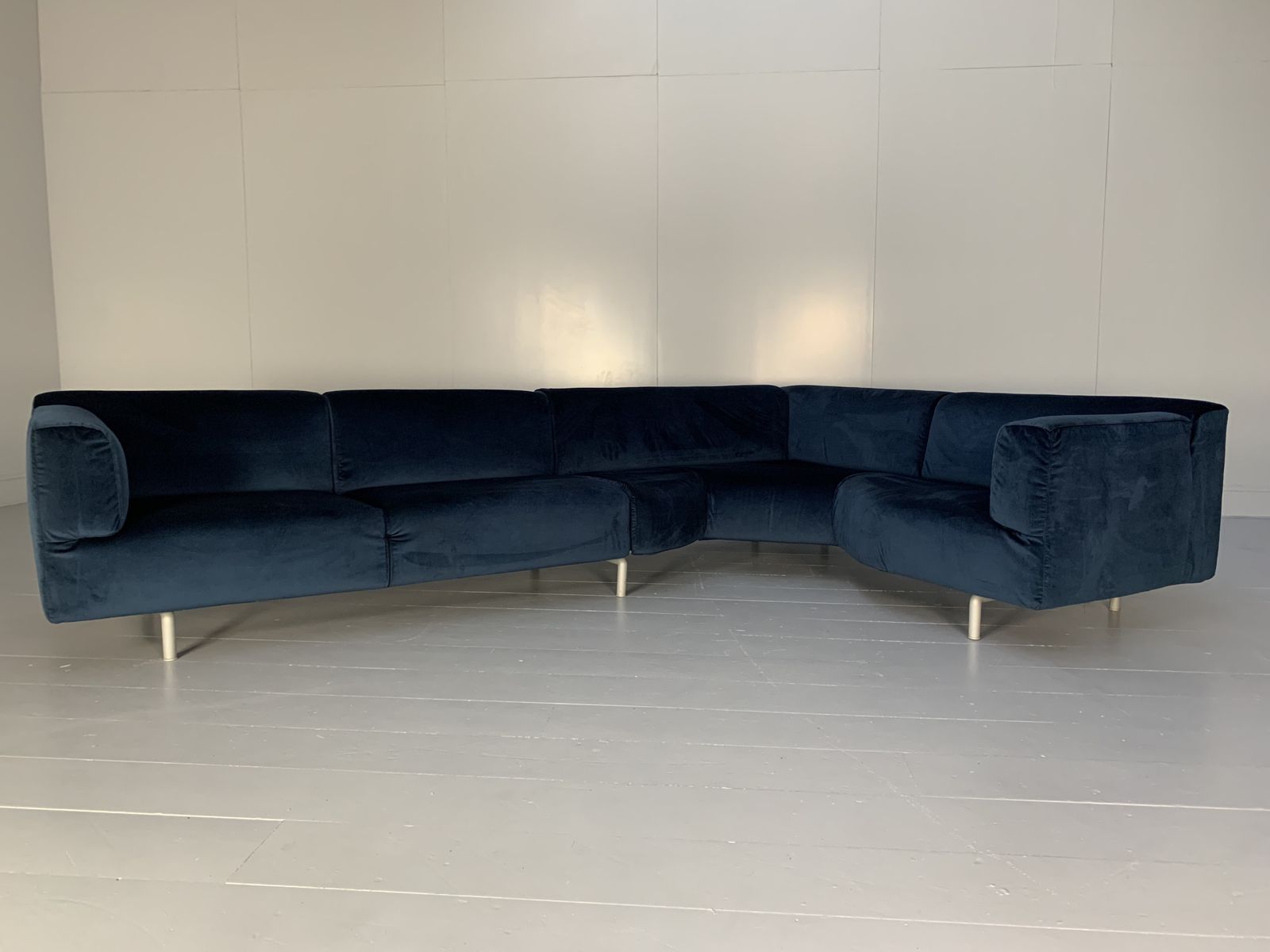 Cassina “250 Met” L Shape Sectional Sofa – In Navy Blue Velvet