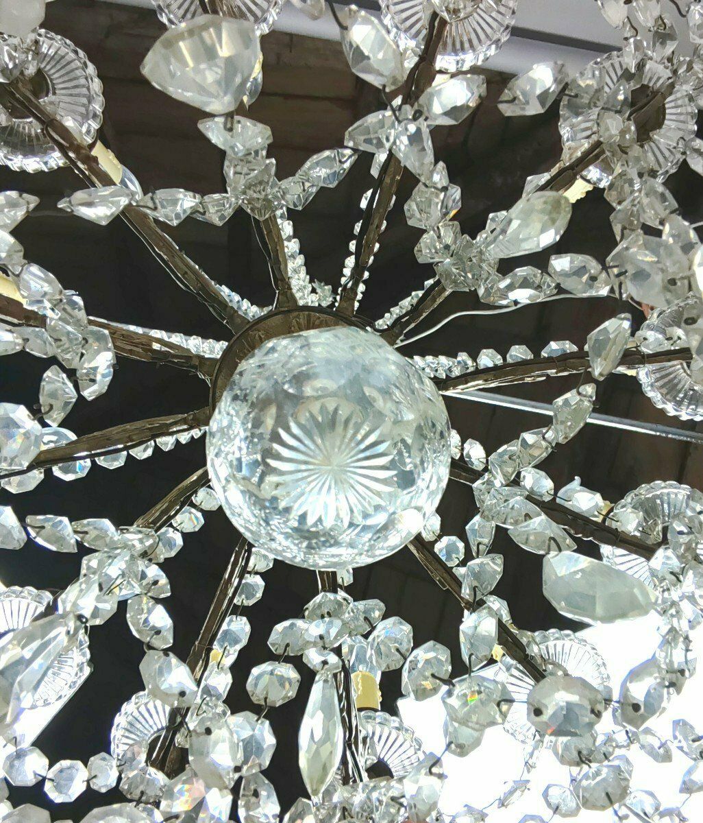 Lustre 12 lumières, verre et cristal photo Luminaires