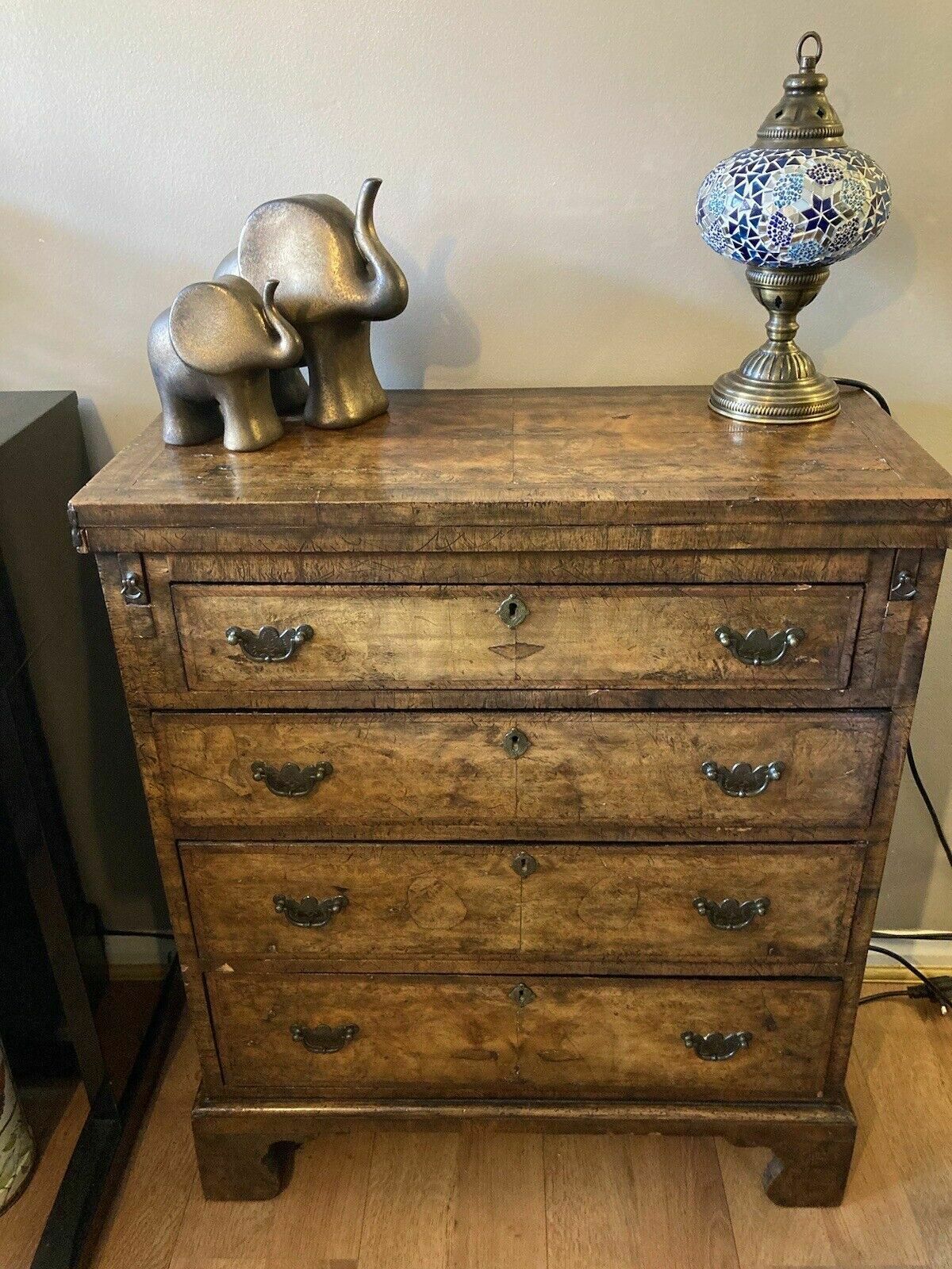 Stunning Rare Antique Walnut Bachelors Bureau Chest Of Drawers